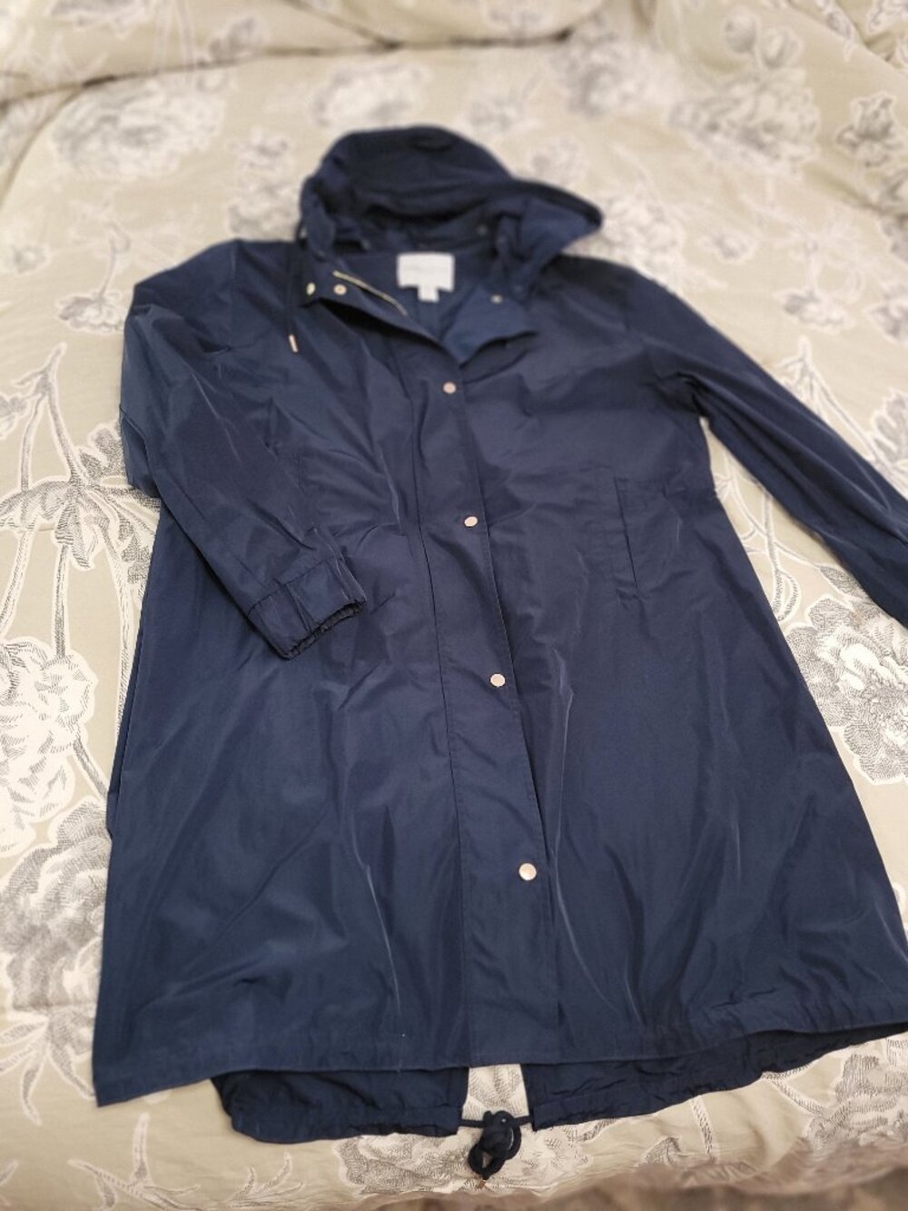 Carolina Belle Montreal Navy Blue Long Rain Jacket Size Medium EUC